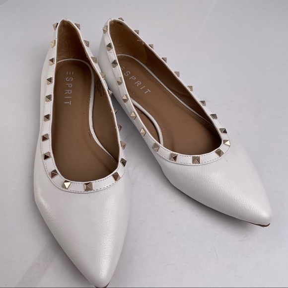 Esprit white studded Philomena flats with pointed toe - Picture 2 of 10